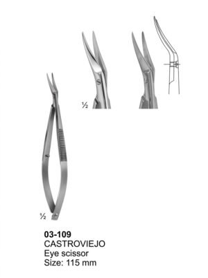 Sirgikal 03-109 CASTROVIEJO Micro Scissors Spring Type with Flat Handles