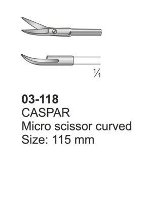 Sirgikal 03-118 CASPAR Micro Scissors Spring Type with Flat Handles