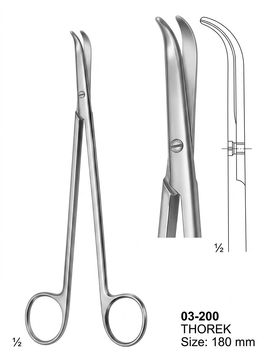 Sirgikal 03-200 THOREK Scissors for Cardiovascular and Neuro Surgery