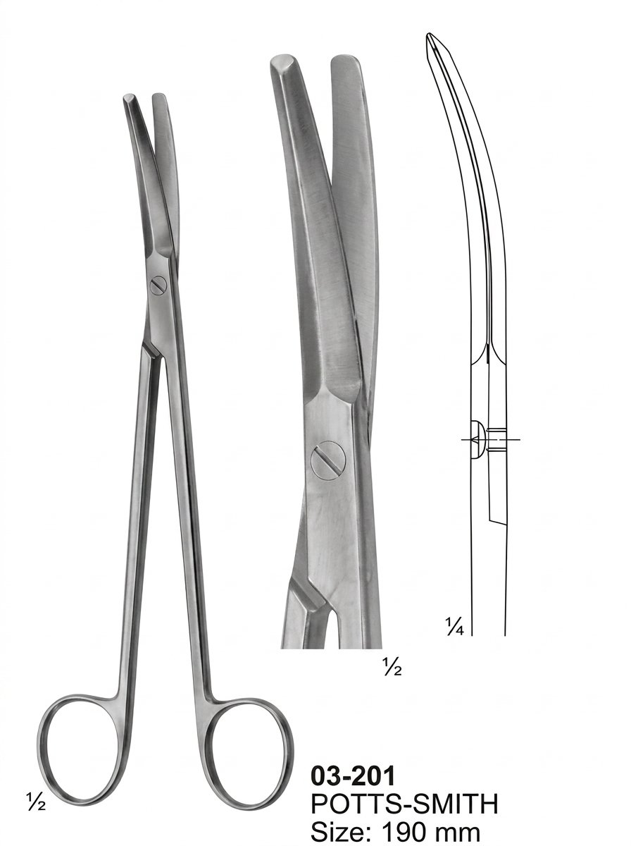 Sirgikal 03-201 POTTS SMITH Scissors for Cardiovascular and Neuro Surgery