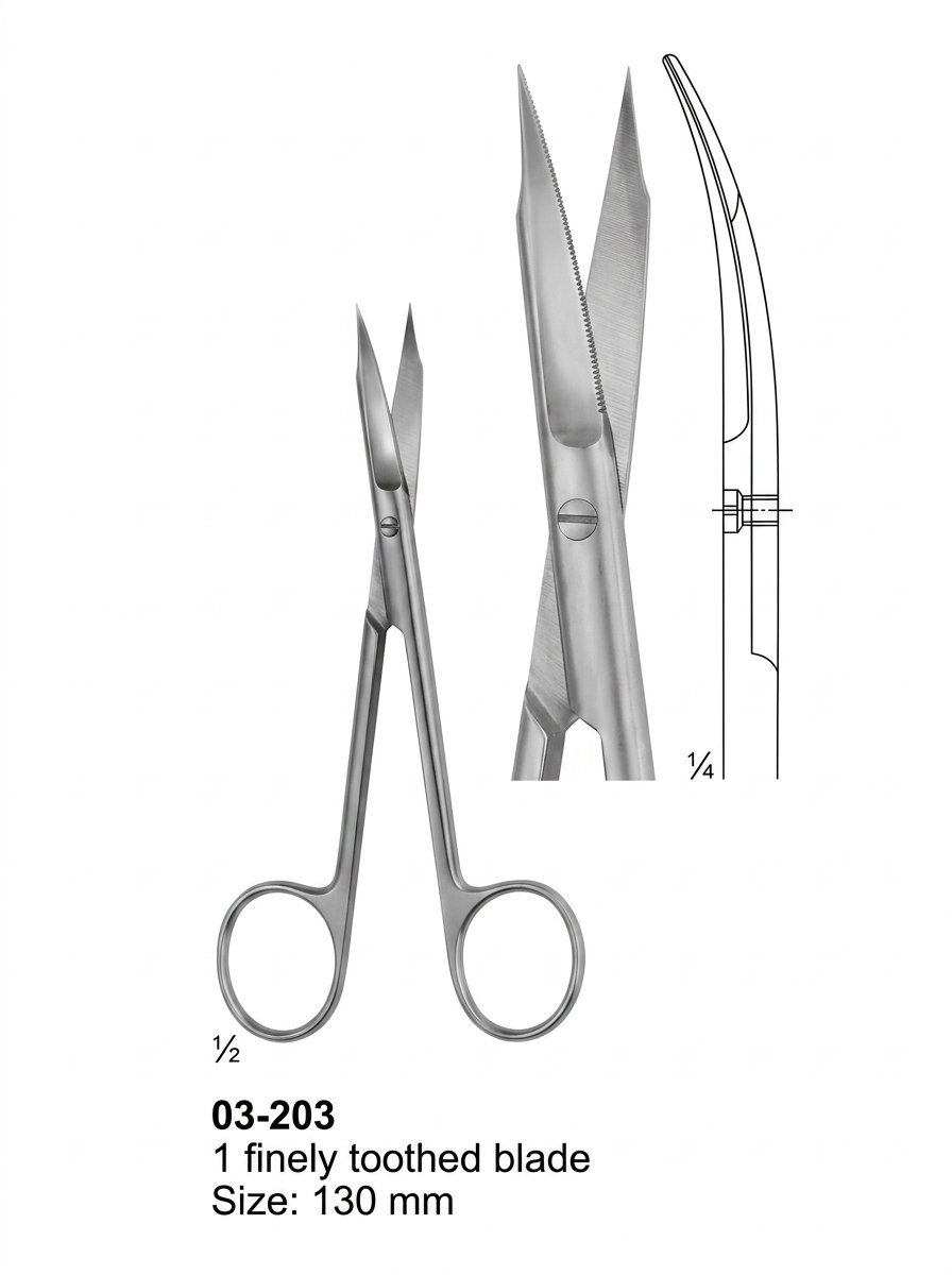 Sirgikal 03-203 I finely toothed blade Delicate Nasal and Tonsil Scissors