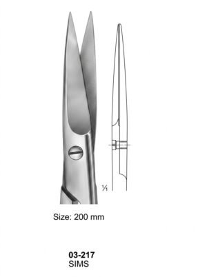 Sirgikal 03-217 SIMS Scissors for deep operations and for Gynaecology