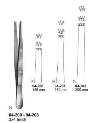 Sirgikal 04-200-04-203 3x4 teeth Tissue Forceps