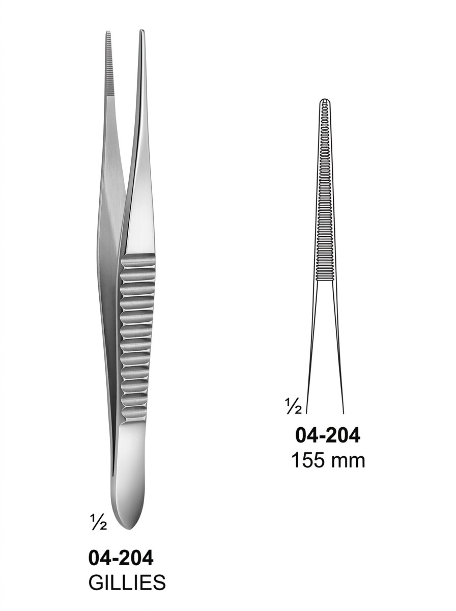 Sirgikal 04-204 GILLIES Tissue Forceps