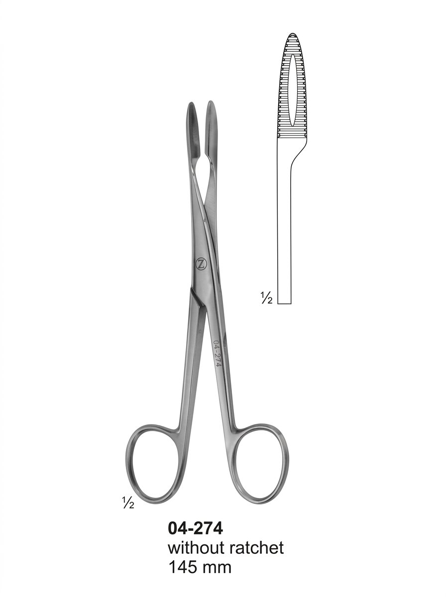Sirgikal 04-274 without ratchet Sponge and Dressing Forceps