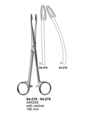 Sirgikal 04-278-04-279 GROSS with ratchet Sponge and Dressing Forceps