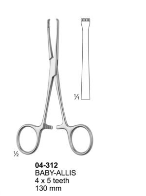 Sirgikal 04-312 BABY ALLIS Artery Traction and Tissue Grasping Forceps