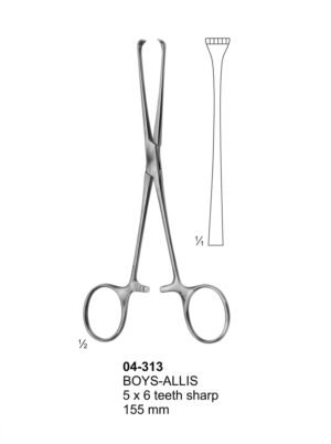 Sirgikal 04-313 BOYS ALLIS Artery Traction and Tissue Grasping Forceps