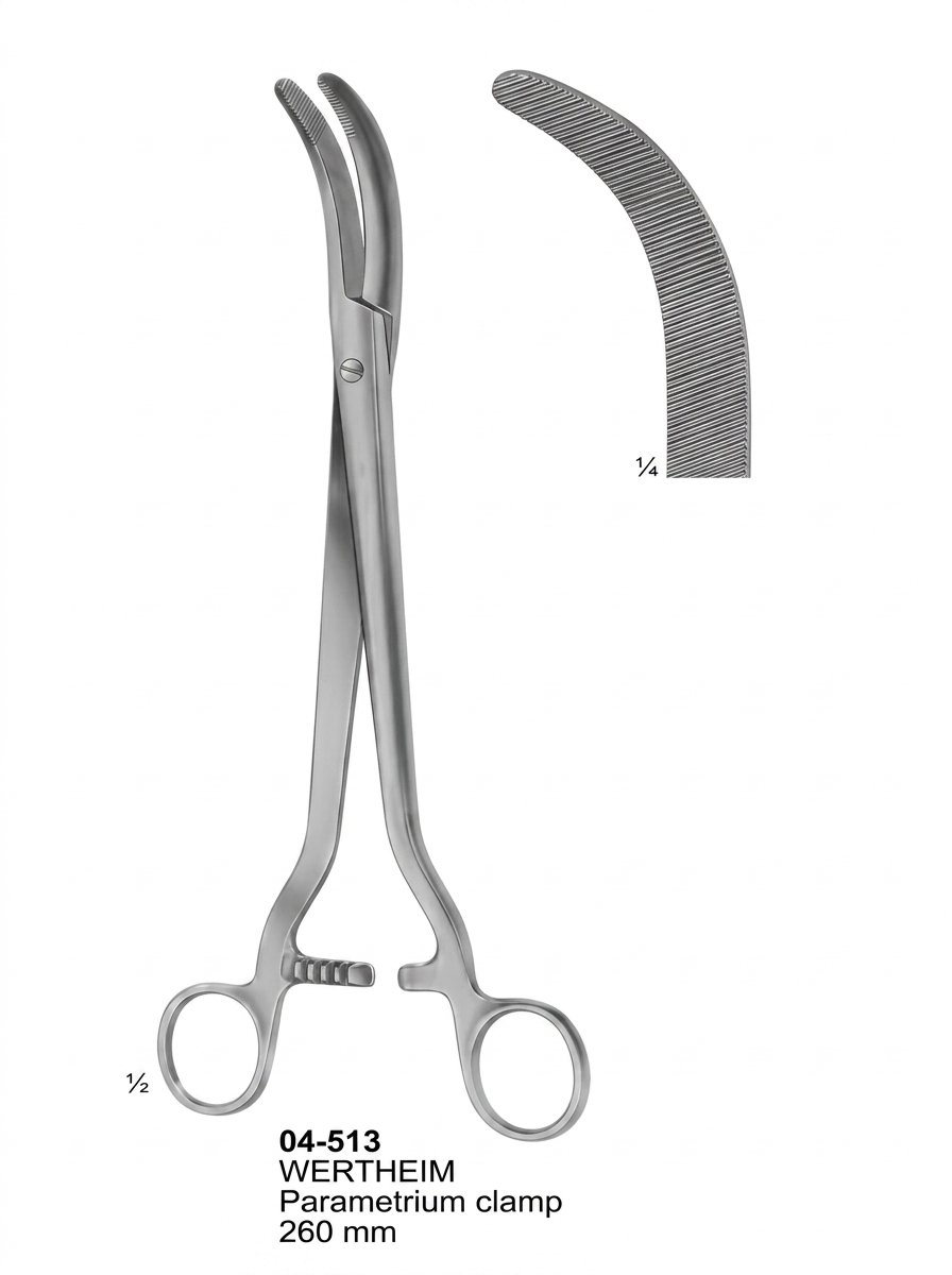 Sirgikal 04-513 WERTHEIM Hysterectomy Forceps Vaginal Clamps and Compression Forceps