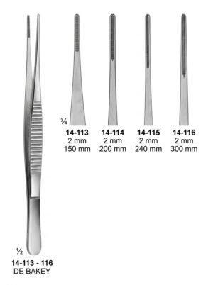 Sirgikal 14-11-3-116 14 113 116 DE BAKEY ATRAUMATA Forceps