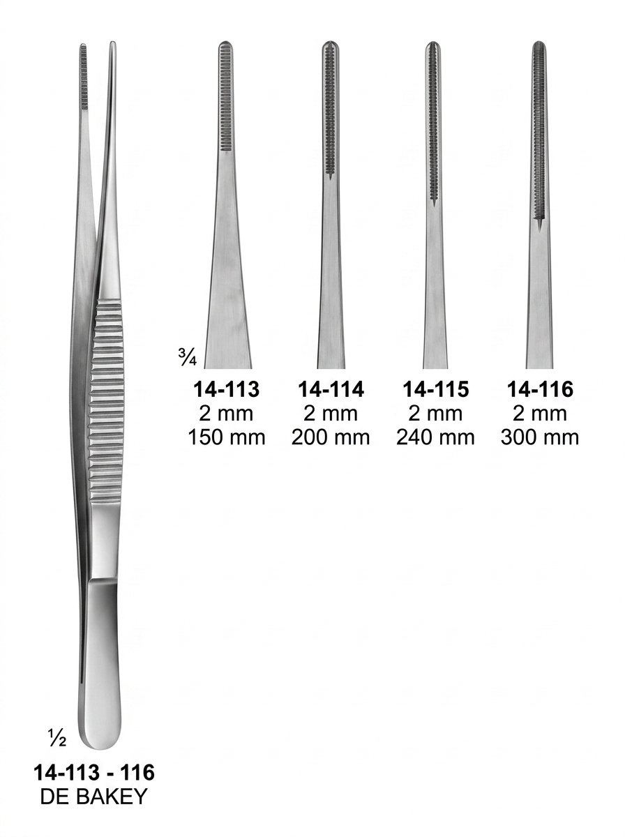 Sirgikal 14-11-3-116 14 113 116 DE BAKEY ATRAUMATA Forceps