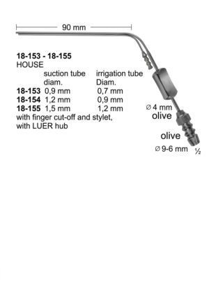 Sirgikal 18-153-18-155 HOUSE Combined Suction and Irri ation Cannulae